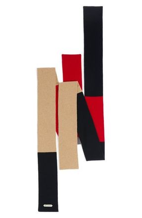 J.W.Anderson Colorblock Four-End Merino Wool Scarf in Navy at Nordstrom