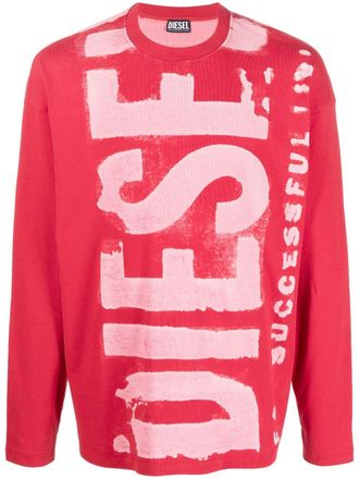 Diesel T-Wasrib logo-print T-shirt - men - Cotton/Spandex/Elastane - L - Red