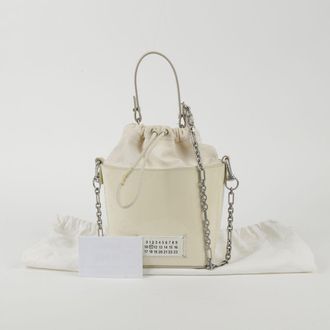 Maison Margiela Small White Patent Leather Bucket Tote And Shoulder Bag
