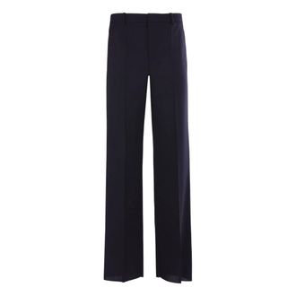 Saint Laurent Wide Trousers, male, Blue, Size: L Chin&eacute; Wool Trousers