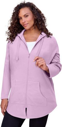 Roaman's Fleece Zip Hoodie Sweatshirt in Pale Lavender at Nordstrom, Size Small