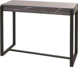Hhg Mesa Consola Hhg-701, Mesa De Tel&eacute;fono Mesa De Trabajo Mesa Auxiliar Mesa De Almacenaje, Metal 81x100x40cm, Aspecto M&aacute;rmol Gris