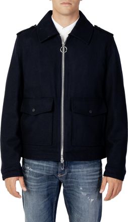 Antony Morato Wool Blend Zip-Up Coat with Classic Collar