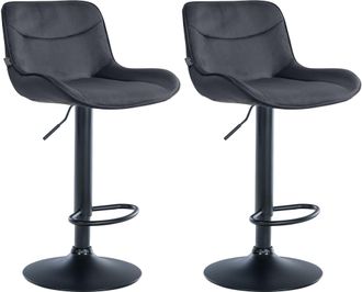 Clp Juego De 2 Taburetes De Bar Vonore En Terciopelo Negro Negro