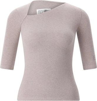 Maison Margiela Ribbed Top - Dames - Ronde hals truien - Beige - XS - Truien & Vesten