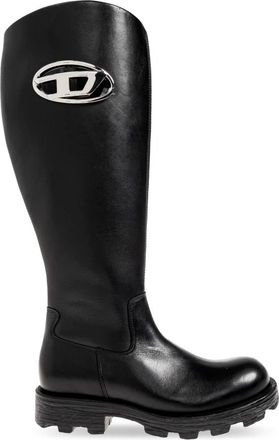 Diesel D-Hammer Leren Hoge Laarzen - Dames - Hoge Laarzen - Zwart - 39 EU - Leer - Schoenen