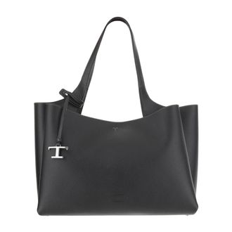 Tod's Tods, Tote Bags, female, Black, Size: ONE SIZE Leather Shoulder Bag with Metal Closure
