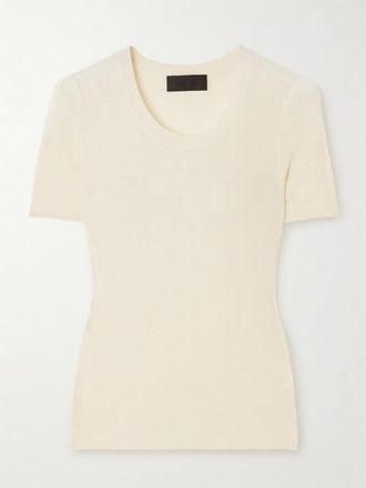 Nili Lotan T-shirt In Seta A Coste Araceli - Avorio