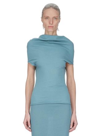 Rick Owens Blue Draped Detailing T-Shirt