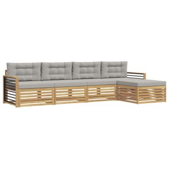 vidaXL Conjunto De Sof&aacute;s De Exterior 5 Pcs Blanco Y Gris Claro Vidaxl