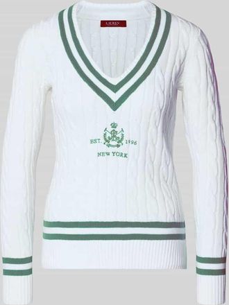 Lauren Ralph Lauren Slim Fit Pullover in Strick-Optik Modell Meren in Weiss, Gr&ouml;&szlig;e XL