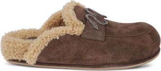 Rene Caovilla Slippers con fodera in shearling - Marrone