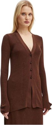 &Aacute;eron Truien & Vesten, Dames, Bruin, S, Katoen, V-hals Cardigan
