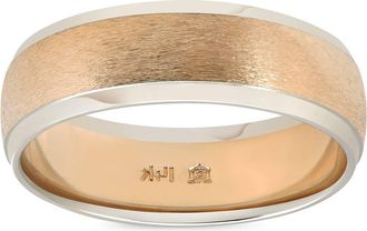 Pompeii3 Mens Plain Wedding Band 14K Gold Two Tone Comfort Fit