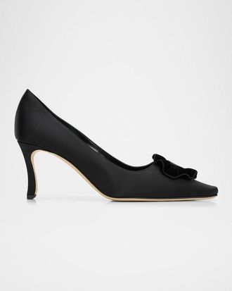 Manolo Blahnik 95mm Fortan Satin Pumps