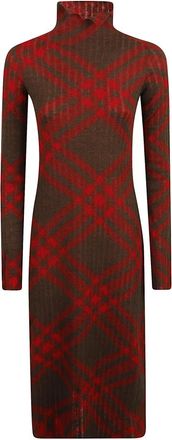 Burberry Gebreide Damesjurk - Dames - Kleedjes - Rood - S - Wol - Kleedjes