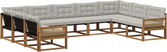 vidaXL Conjunto De Sof&aacute;s De Exterior 9 Uds. Natural Y Gris Claro Vidaxl