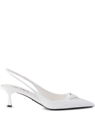 Prada triangle-logo pumps - White