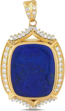 Luxury Bazaar 18K yellow gold diamond lapis pendant - Goud