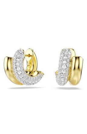 Swarovski Dextera Front/Back Hoop Earrings in White/Gold at Nordstrom