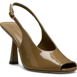 Stuart Weitzman Val Slingback 85 Sandal in Golden Olive at Nordstrom, Size 7.5
