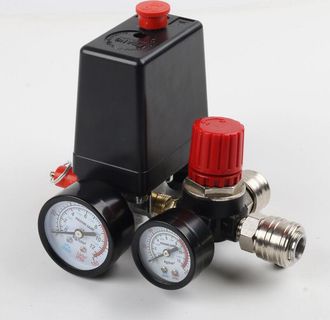 OEM Pressostat Compresseur Air - Regulateur Pression Avec Manometre Double - Para Sistemas De Compresion De Aire - 180 X 140 X 100 Mm - 1 Unidad