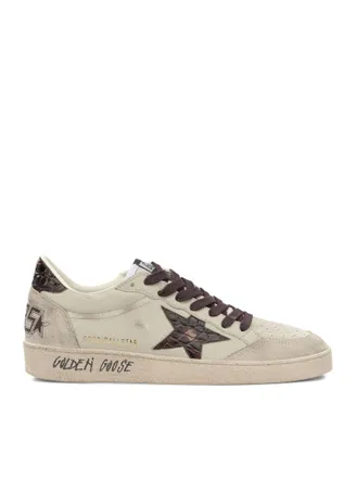 Golden Goose BALL-STAR SNEAKERS IN LEATHER WITH CROCODILE INSERTS - Golden Goose Deluxe Brand - Man