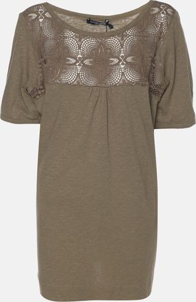 Marina Rinaldi Marina Sport By Marina Rinaldi Khaki Jersey Knitted Embroidered Top