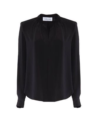 C&acirc;llas Milano Olympia Silk Blouse in Black at Nordstrom, Size 14