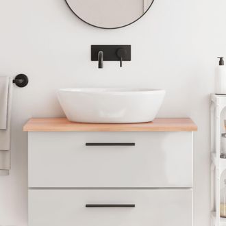 vidaXL Encimera De Ba&ntilde;o Madera Maciza Tratada Marr&oacute;n Claro 80x50x2 Cm Vidaxl