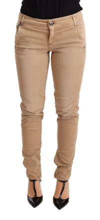 Ermanno Scervino Womens Casual Pants Skinny Fit - Tan Cotton - Size 28 (Waist)