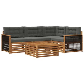 vidaXL Conjunto De Sof&aacute;s De Exterior 5 Pcs Natural Y Antracita Vidaxl