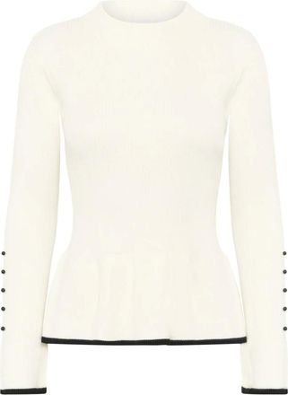 Saint Tropez Truien & Vesten, Dames, Wit, 2Xl, Peplum Gebreide Trui Cloud Dancer