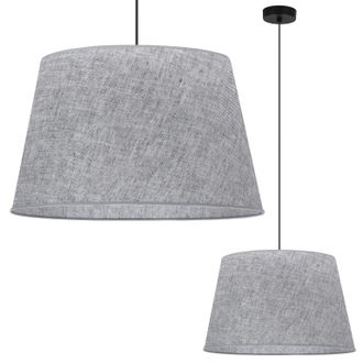 OEM L&aacute;mpara Colgante, Cono De Lino, Negro, 1 Plana, Pantalla Gris L03 44cm