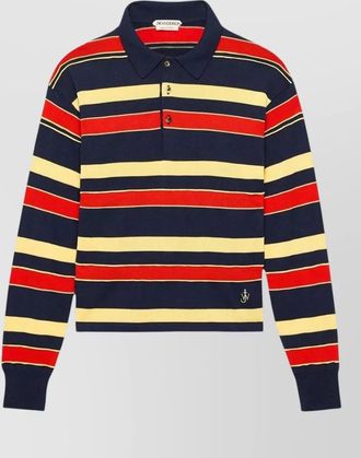 J.W.Anderson striped cotton blend long sleeve polo