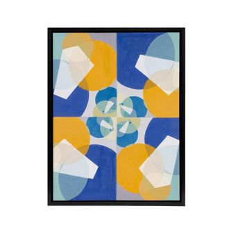 Artery8 Joseph Schillinger Green Squares Abstract Painting Framed Canvas Art | Size: W24 x H32