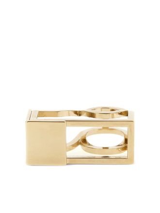 Tom Ford sculptural engraved ring - women - Brass - S - Gold