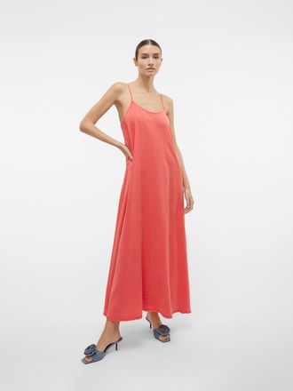 Vero Moda Maxikleid VERO MODA VMHARPER SL STRAP MAXI DRESS GA, Damen, Gr. XS, N-Gr, rot (cayenne), Twill, Obermaterial: 100% Lyocell, unifarben, relaxed fit, Ru