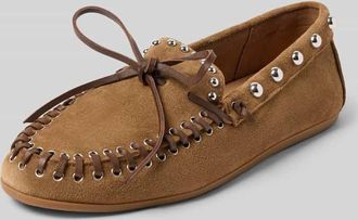Inuovo Loafer aus echtem Leder mit Nietenbesatz in Beige, Gr&ouml;&szlig;e 36