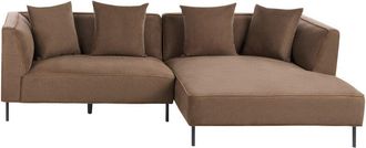 Beliani 3 Seater Corner Sofa Brown Fabric Upholstery Left Handed with Armrests Cushions Modern Style Living Room SATER