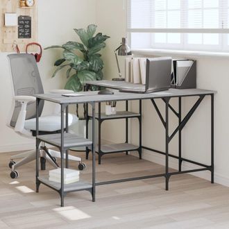 Berkfield Home Desk Grey Sonoma 139x139x75 cm Engineered Wood | Size: 139 x 139 x 75 cm
