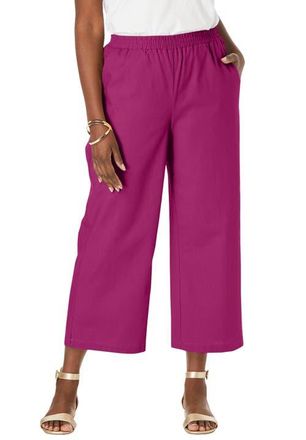 Jessica London Wide Leg Linen Crop Pant in Raspberry at Nordstrom, Size 18