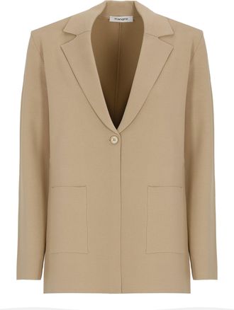 KANGRA Beige Viscose Single Breasted Blazer