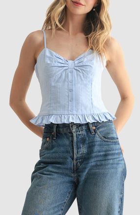 All in Favor Bow Detail Button Camisole in Blue at Nordstrom, Size X-Large
