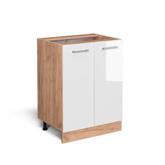 Vicco Mueble Bajo De Cocina R-line, Blanco Alto Brillo, 60 Cm Sin Encimera