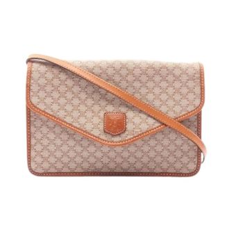 Celine Pre-owned Cross Body Bags, female, Beige, Size: ONE SIZE Pre-owned Macadam Coated Canvas Shoulder Bag