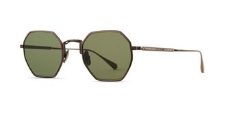 Garrett Leight EDEN S ATG/SFDMDGRN Mens Sunglasses Gold Size 47