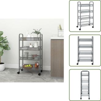vidaXL Carrello salvaspazio - vidaXL Carrello da Cucina con 4 Ripiani Grigio 46x26x64 cm in Ferro - Carrello con ruote