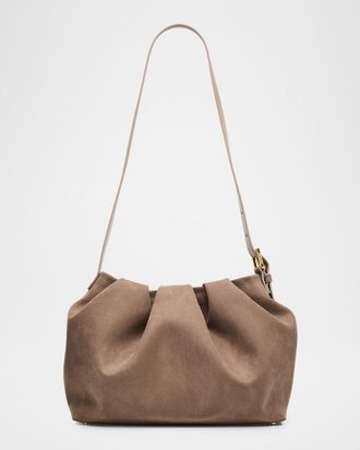 Themoir&egrave; Lara Pleated Vegan Suede Shoulder Bag
