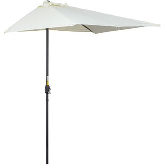 OUTSUNNY Media Sombrilla 230x130x245 Cm Parasol Para Pared De Jard&iacute;n Con Manivela Y M&aacute;stil De Metal De &Oslash;38 Mm Terraza Balc&oacute;n
